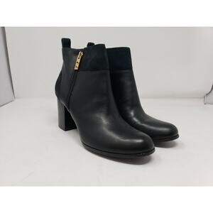 Cole Haan Womens Winne Grand Black Leather Ankle Boots Size 8.5 B Side Zip